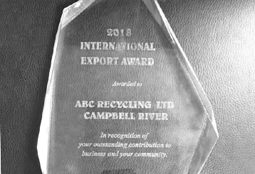 ABC Recycling Campbell River awarded Chamber of Commerce International Export Award