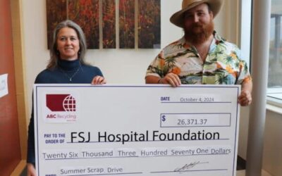 Donation cheque is presented by ABC Recycling to FSJ Hospital Foundation